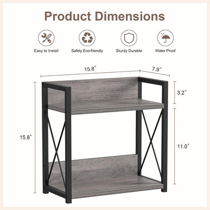 Countertop Shelf Organizer, 2 Tier Kitchen Spice Rack for Countertop, Wood Coffee Counter Shelf Organizer for Home (Brown, S)