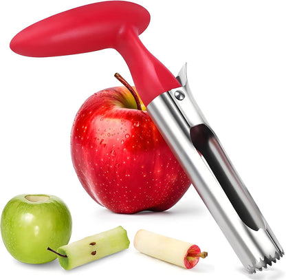 Stainless Steel Apple Corer, Red T-Handle