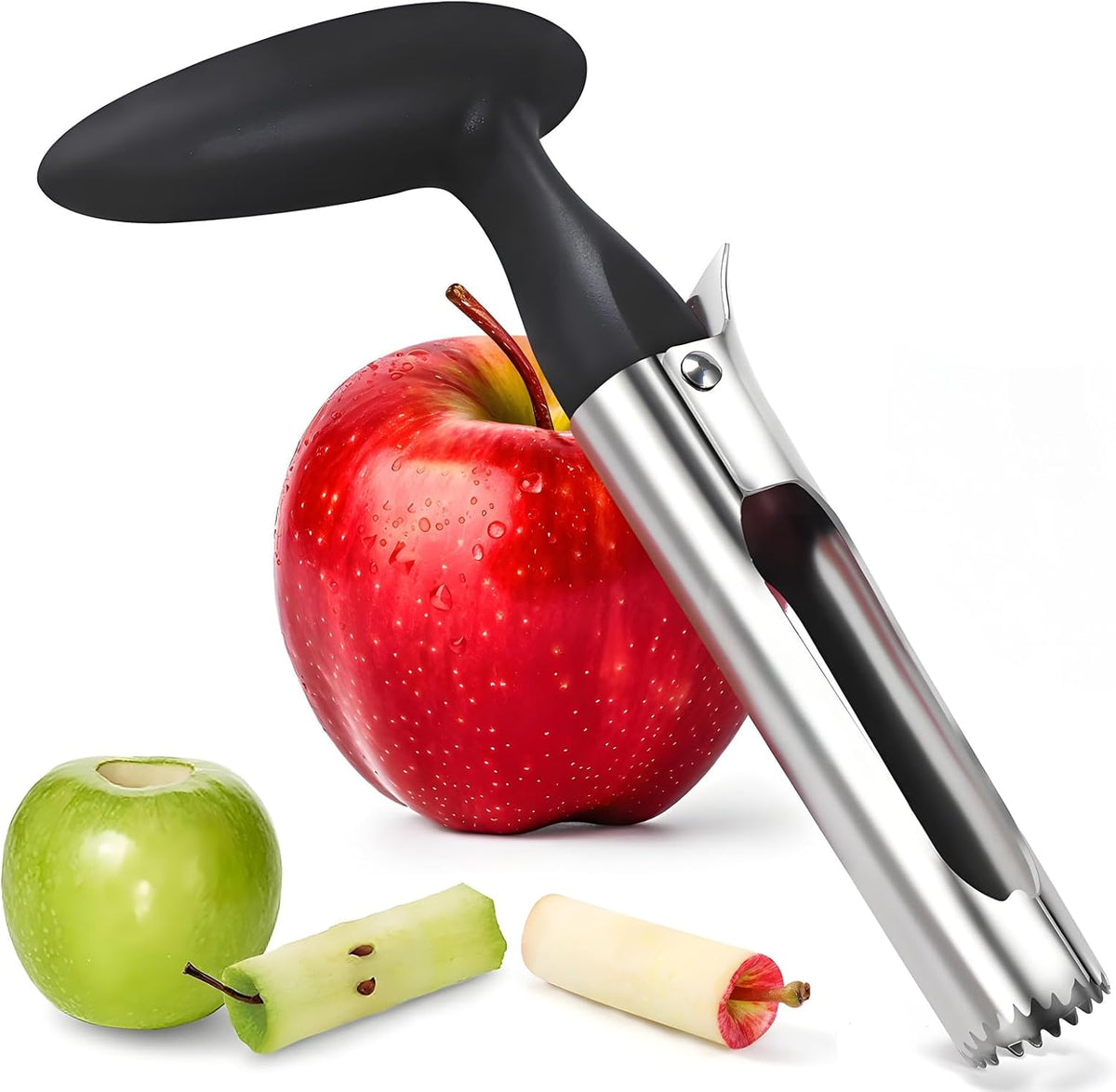 Stainless Steel Apple Corer, Red T-Handle