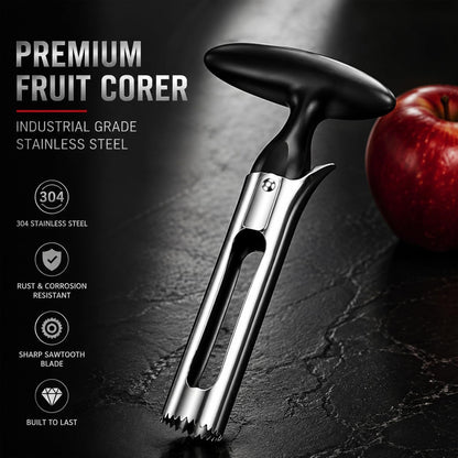 Stainless Steel Apple Corer, Red T-Handle