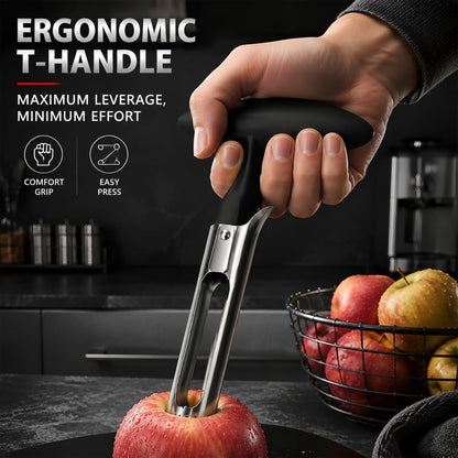 Stainless Steel Apple Corer, Red T-Handle