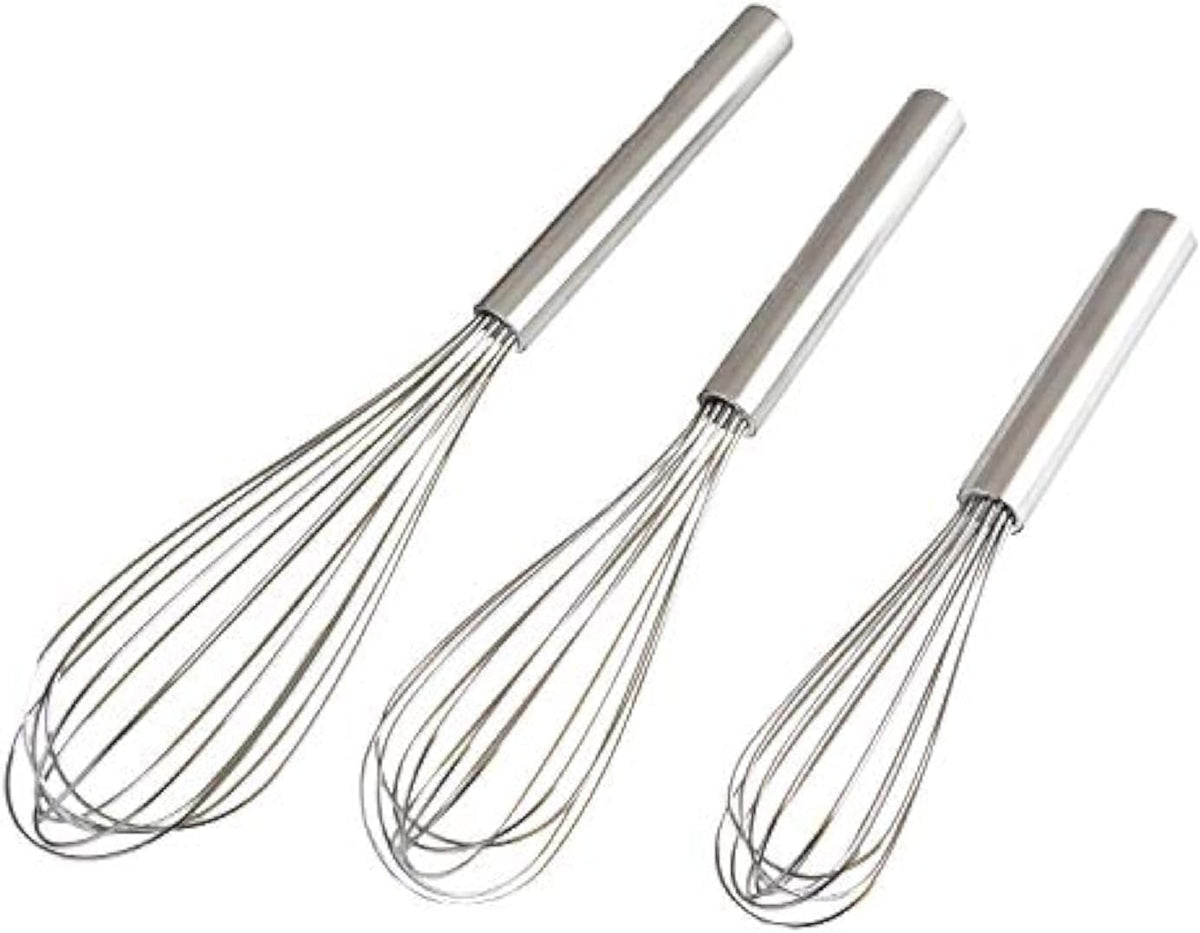 Stainless Steel Whisks with 3 Packs 8"+10"+12" Kitchen Whisk Set Kitchen Whip Kitchen Utensils Wire Whisk Balloon Whisk Set for Blending Whisking Beating and Stirring