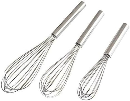 Stainless Steel Whisks with 3 Packs 8"+10"+12" Kitchen Whisk Set Kitchen Whip Kitchen Utensils Wire Whisk Balloon Whisk Set for Blending Whisking Beating and Stirring