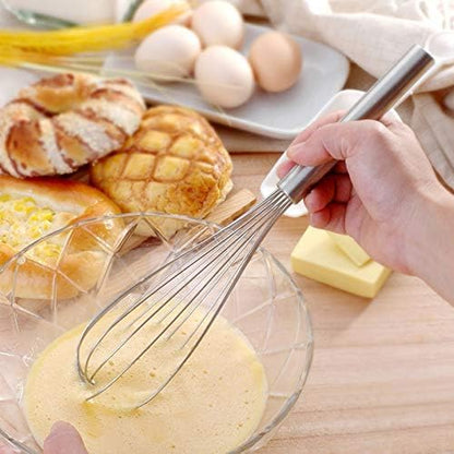 Stainless Steel Whisks with 3 Packs 8"+10"+12" Kitchen Whisk Set Kitchen Whip Kitchen Utensils Wire Whisk Balloon Whisk Set for Blending Whisking Beating and Stirring
