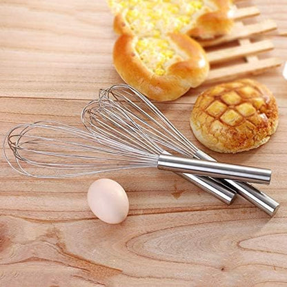 Stainless Steel Whisks with 3 Packs 8"+10"+12" Kitchen Whisk Set Kitchen Whip Kitchen Utensils Wire Whisk Balloon Whisk Set for Blending Whisking Beating and Stirring