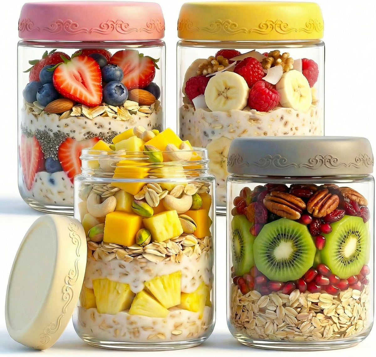 4 OZ Salad Dressing Jar 8 Pack, Airtight Leakproof Bulk Small Glass Sauce Jar with Lids, Reusable for Lunch Box, Bento, Travel & Meal Prep(4 OZ-8Pack)