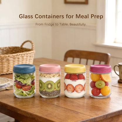 4 OZ Salad Dressing Jar 8 Pack, Airtight Leakproof Bulk Small Glass Sauce Jar with Lids, Reusable for Lunch Box, Bento, Travel & Meal Prep(4 OZ-8Pack)