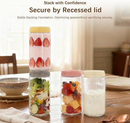 4 OZ Salad Dressing Jar 8 Pack, Airtight Leakproof Bulk Small Glass Sauce Jar with Lids, Reusable for Lunch Box, Bento, Travel & Meal Prep(4 OZ-8Pack)