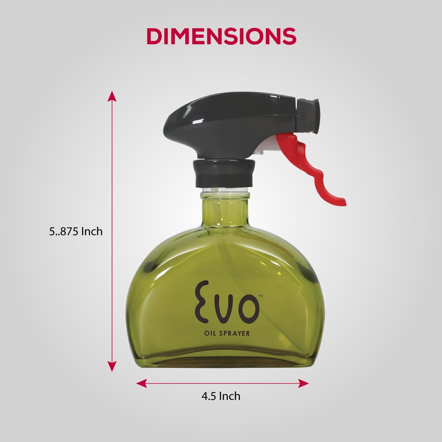 Evo Glass Oil Sprayer, Non-Aerosol For Olive Oil, Cooking Oils And Vinegars, Green, 6-Ounce Capacity, For Grilling, Roasting, Air Frying, Baking And Salad Prep