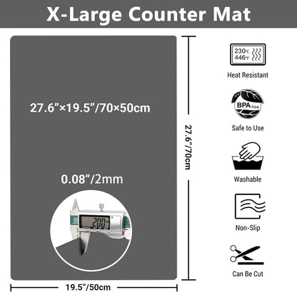 35.6x23.5in 2mm Silicone Mats for Kitchen Counter, Thick Heat Resistant Silicone Mat, Extra Large Non-Stick Pastry Mat Glass Top Stove Cover Countertop Protector for Baking Coffee Bar Translucent