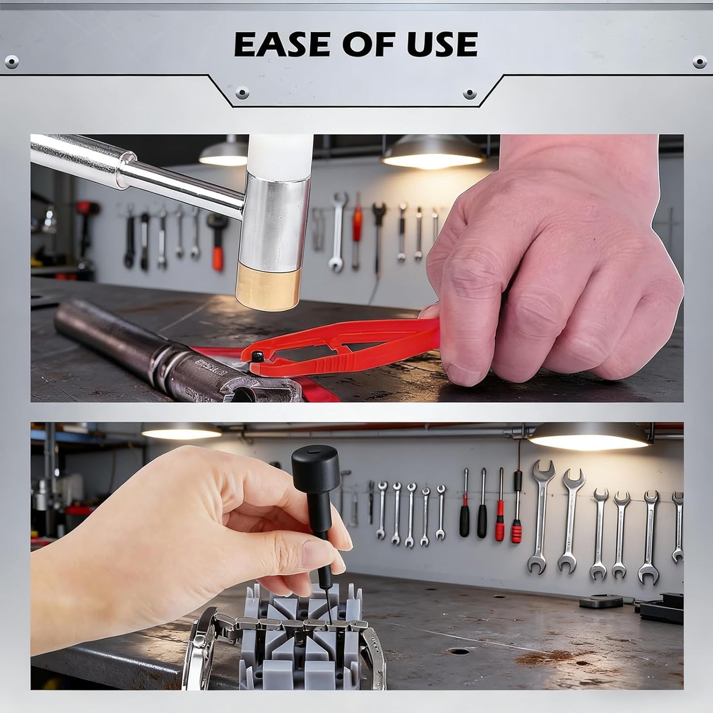 Premium Pin Punch Hammer Set: 25-Piece Punch Set and Hammer with Bench Block, Steel Roll Pin Punch Set, Pin Punches with Replaceable Face Hammer, Mechanical Repair Tool for Maintenance