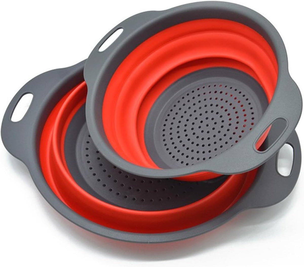 Collapsible Colander Set of 2, Space Saving Foldable Kitchen Strainer Baskets with Non-Slip Base, Thickened PP+TPE Collapsible Strainers for Pasta, Vegetables, Fruits, Rice (Green)