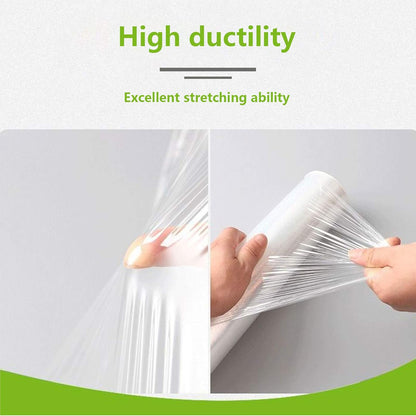 Household Reusable Refillable Plastic Wrap Dispenser with Slide Cutter, Food Wrap Stretch Clear Cling Wrap 12 Inch×328 Ft (1Cutting Box + 1 Cling Film)