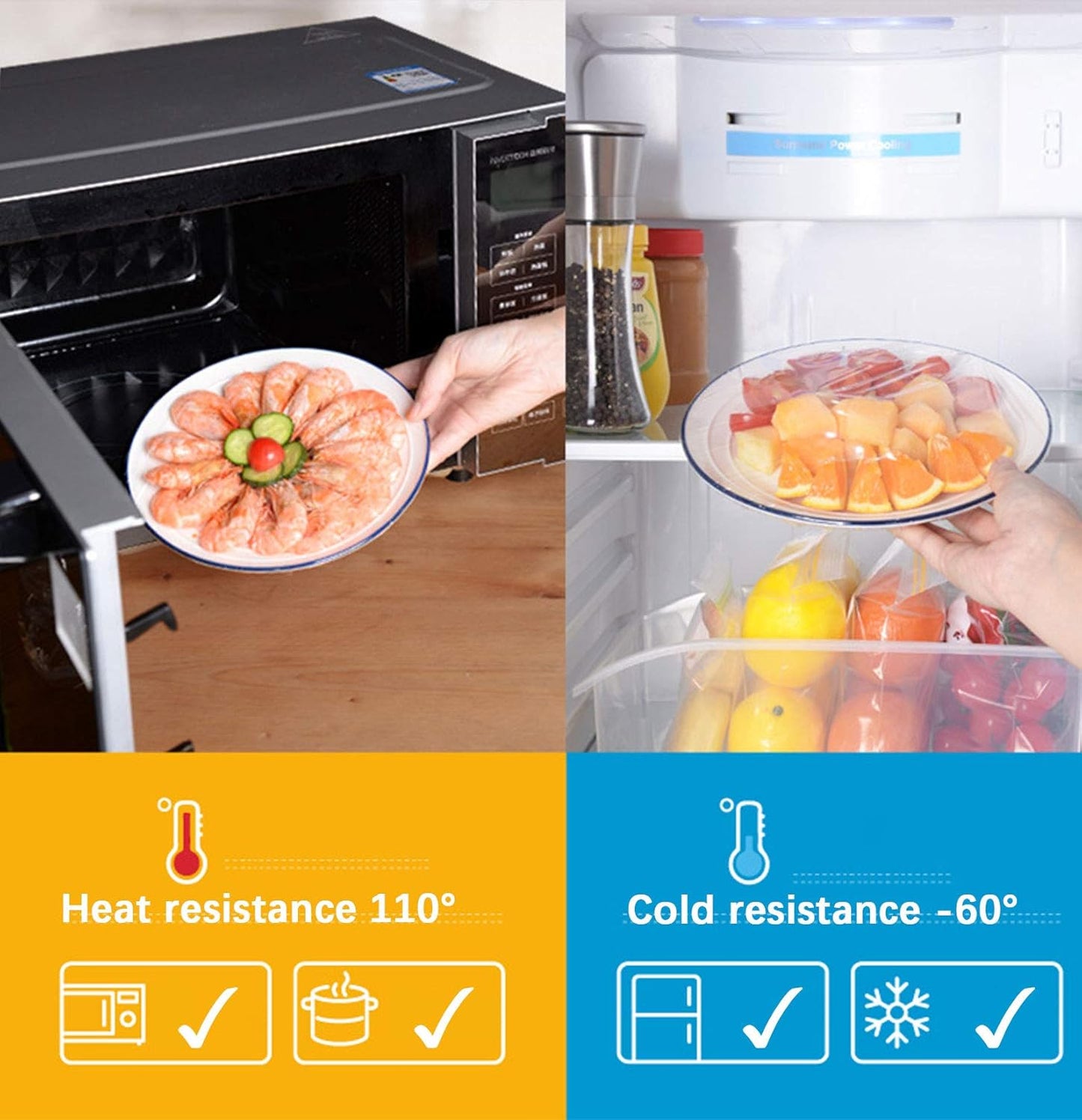 Household Reusable Refillable Plastic Wrap Dispenser with Slide Cutter, Food Wrap Stretch Clear Cling Wrap 12 Inch×328 Ft (1Cutting Box + 1 Cling Film)