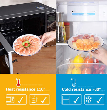 Household Reusable Refillable Plastic Wrap Dispenser with Slide Cutter, Food Wrap Stretch Clear Cling Wrap 12 Inch×328 Ft (1Cutting Box + 1 Cling Film)