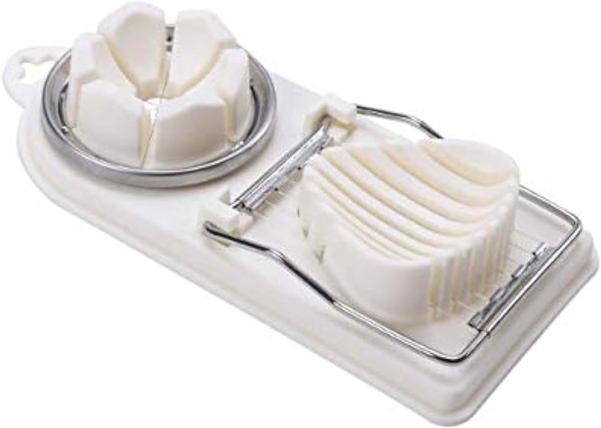 Egg Slicer Fruit Cutter,2 in 1 Stainless Steel Cutting Wires Used for Boiled Egg, Strawberries,Banana and kiwi fruit(White)