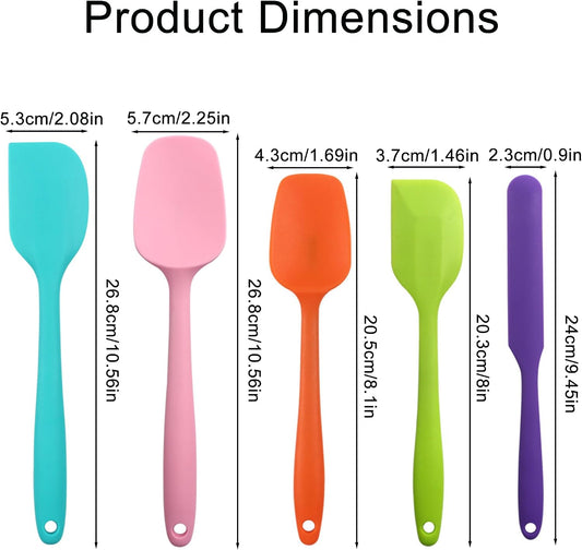 5 Pcs Silicone Spatula,Food Grade Rubber Spatula, Spatulas Silicone Heat Resistant, Used for Baking, Cooking, non Stick, Dishwasher Safe, BPA Free