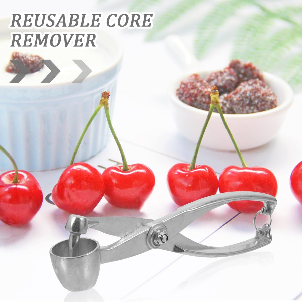 7.27 Inch Cherry Pitter Tool Pit Remover, Olive Pitter Heavy Duty Aluminum Alloy Hand-Held Corer for Cherry Jam Red Date Jujube - Kitchen Baking Gadget