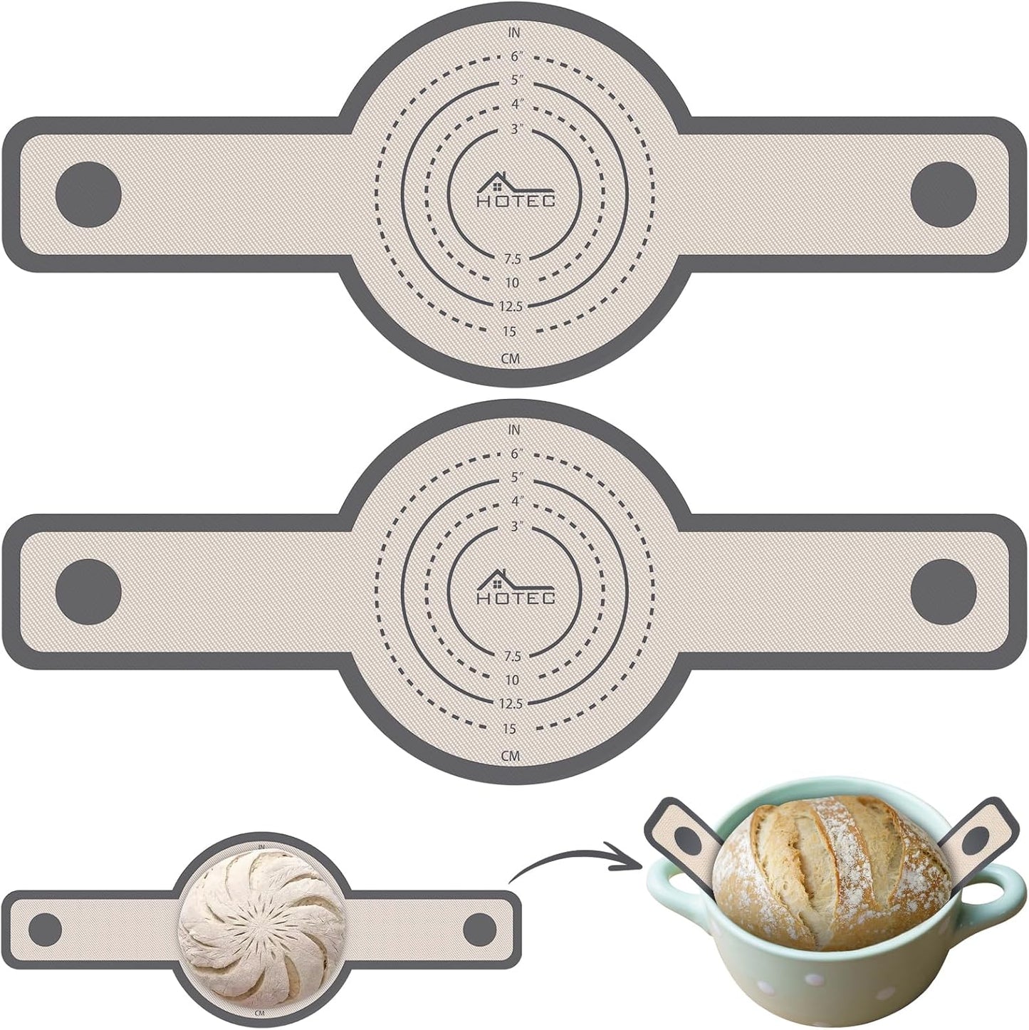 2 Pcs Silicone Bread Sling for Dutch Oven, 0.7MM Thickened Heat Resistant to 500°F Non-Stick Baking Mat with Long Handle Easy to Transfer Sourdough Bread, Dutch Oven Liners Baking Supplies