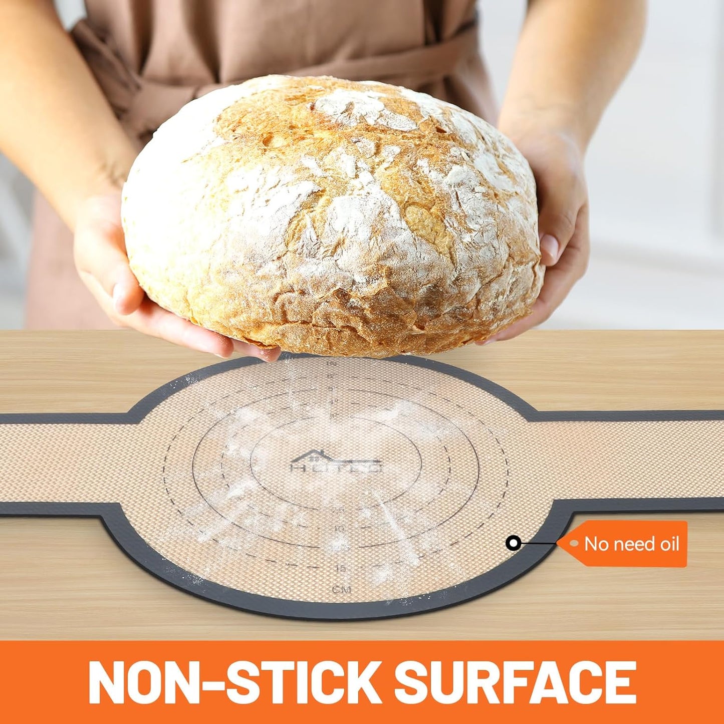 2 Pcs Silicone Bread Sling for Dutch Oven, 0.7MM Thickened Heat Resistant to 500°F Non-Stick Baking Mat with Long Handle Easy to Transfer Sourdough Bread, Dutch Oven Liners Baking Supplies
