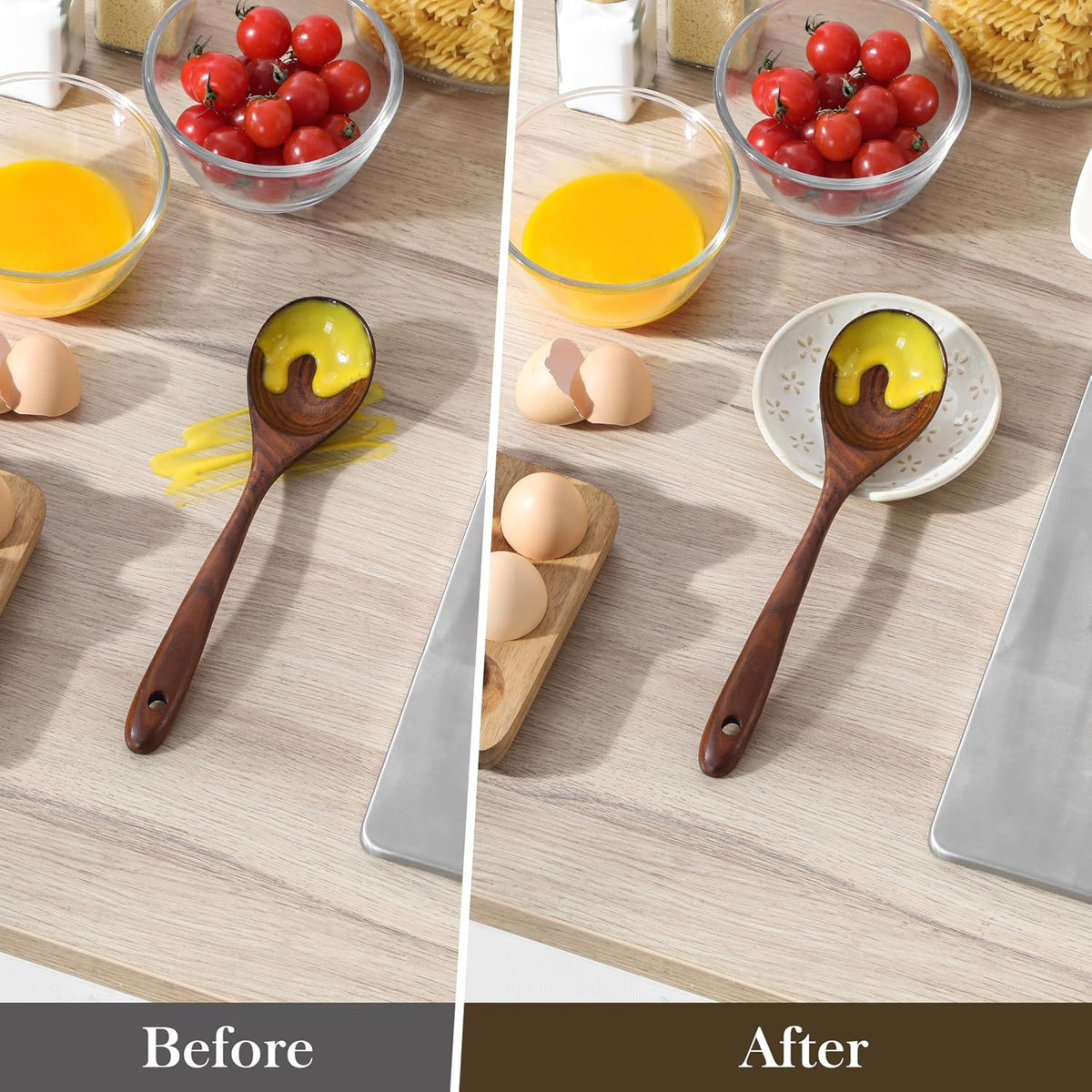 Ceramic Spoon Rest for Stove Top, Spoon Holder for Kitchen Counter | 4.8” Cooking Utensil Rest for Ladle, Spatula, Spoons, or Tongs, Modern Farmhouse Kitchen Décor, Dishwasher - 01, Series LYDIA