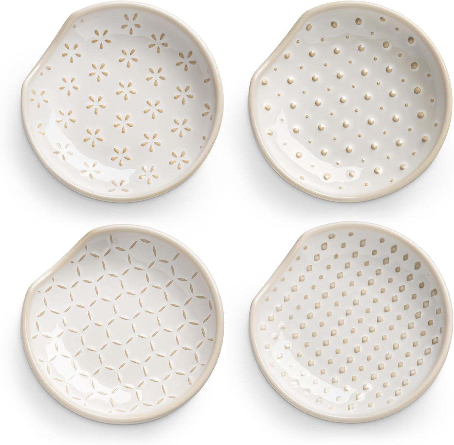 Ceramic Spoon Rest for Stove Top, Spoon Holder for Kitchen Counter | 4.8” Cooking Utensil Rest for Ladle, Spatula, Spoons, or Tongs, Modern Farmhouse Kitchen Décor, Dishwasher - 01, Series LYDIA