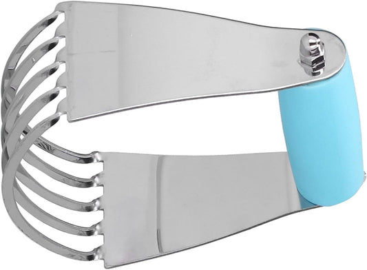 Professional Stainless Steel Dough Blender Pastry Cutter 5 Heavy Duty Blades for Baking Pastry Pie Pizza Dough with Comfort Soft Handle Dishwasher Safe (Blue)