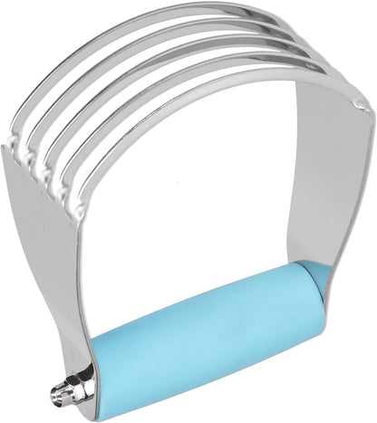 Professional Stainless Steel Dough Blender Pastry Cutter 5 Heavy Duty Blades for Baking Pastry Pie Pizza Dough with Comfort Soft Handle Dishwasher Safe (Blue)