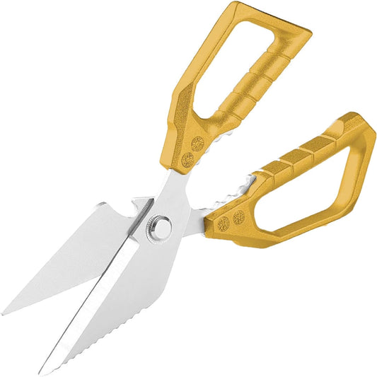 Gold Kitchen Scissors Heavy Duty All Purpose Kitchen Shears for Food | Multipurpose Gold Kitchen Scissors, Rivet Fixed Ergonomic Gold Handle, Cuts Bones, Meat, Veggies for Daily Cooking Prep