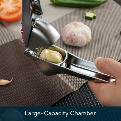 Heavy-duty Garlic Press, Built-in Scraper & Cleaning Pusher