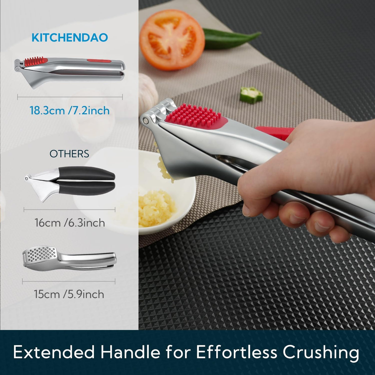 Heavy-duty Garlic Press, Built-in Scraper & Cleaning Pusher