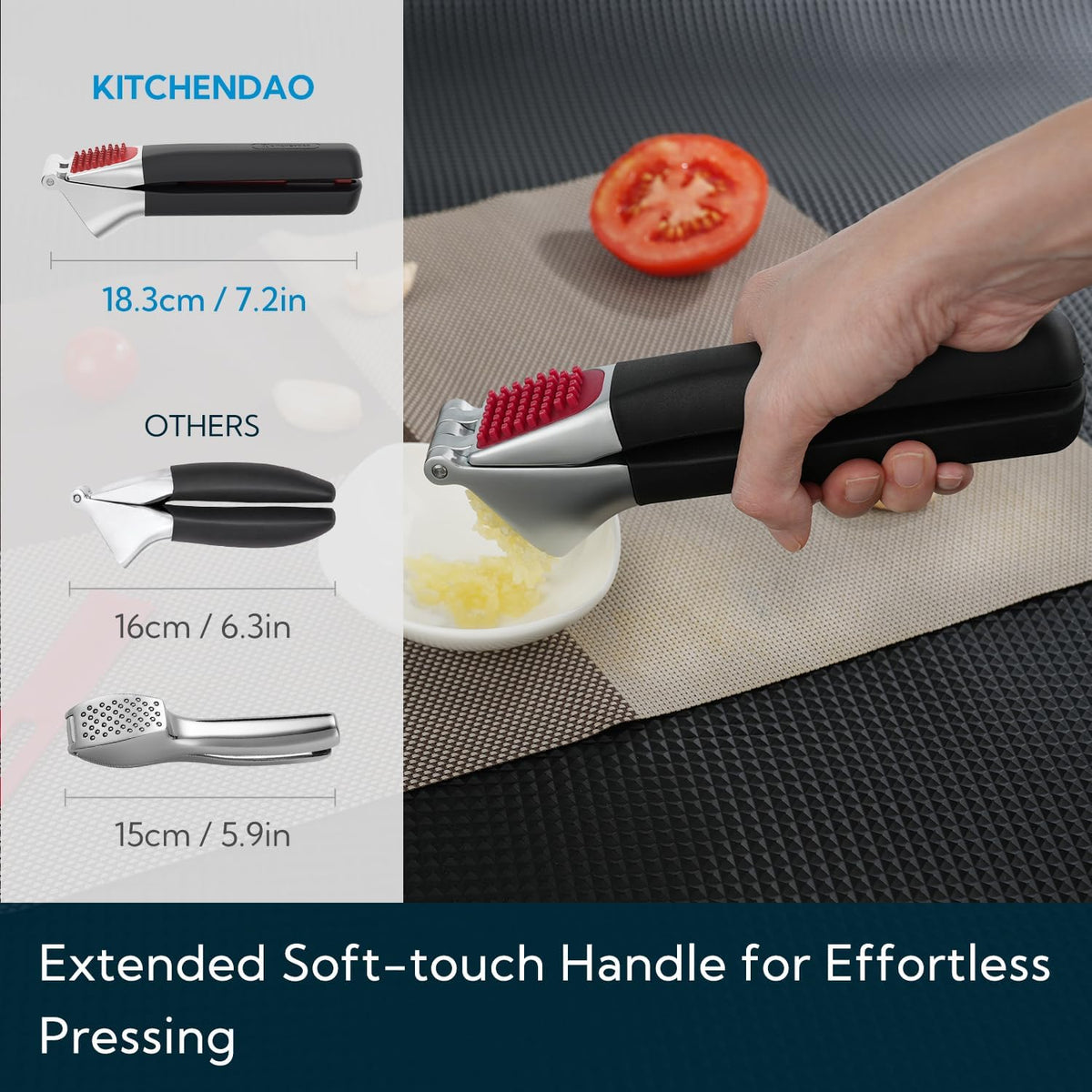 Heavy-duty Garlic Press, Built-in Scraper & Cleaning Pusher