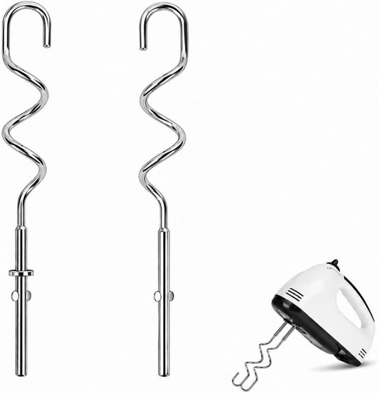 KHM512 Dough Hooks for Hand Mixer, Replacement Compatible with KitchenAid KHM/5KSM/KSM/KSMO/KSMH Series, Heavy-Duty Stainless Steel Attachments for Making Bread & Pizza Dough (2 Pack)