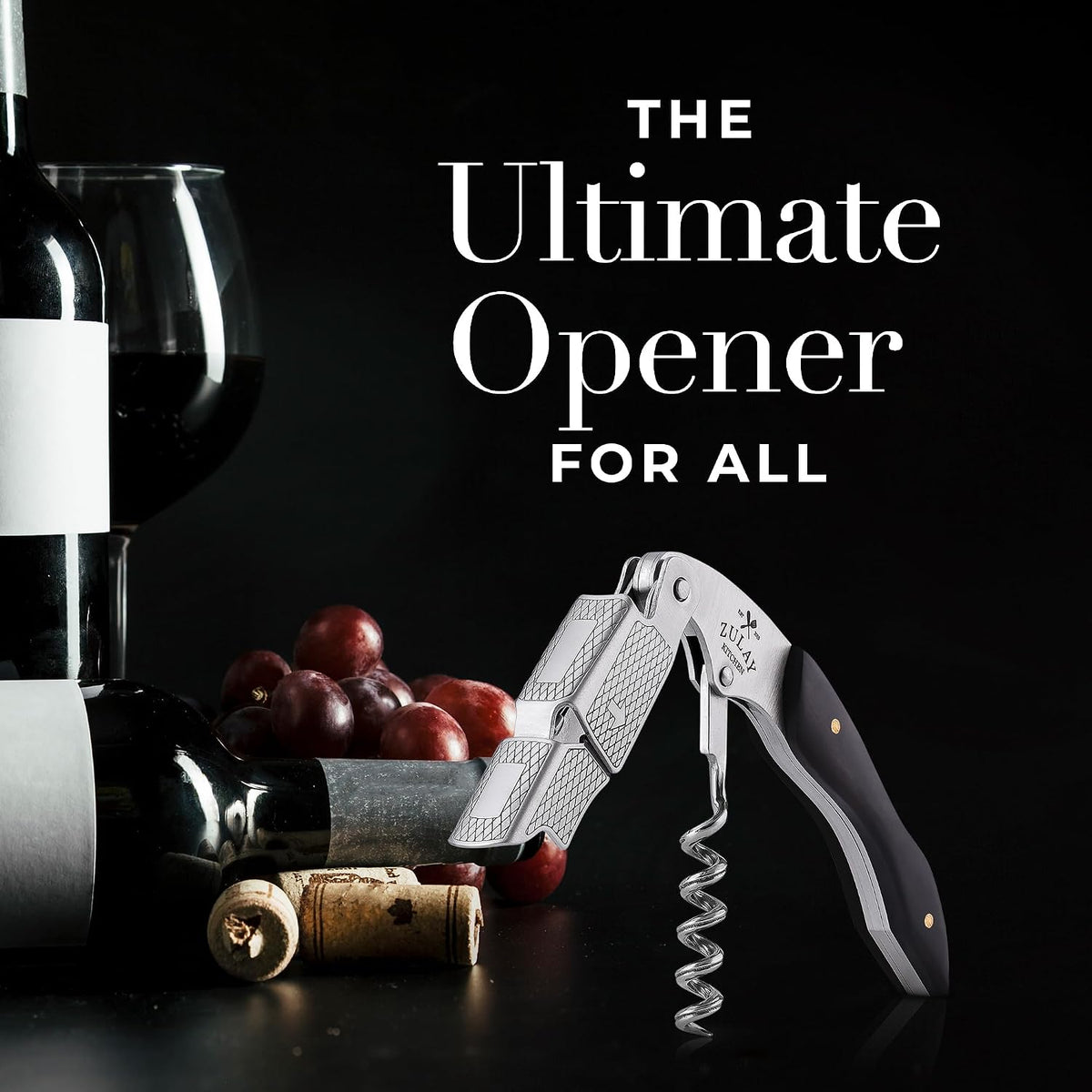 Corkscrew Wine Opener - Premium 420 Stainless Steel & Rosewood Wine Bottle Opener - Double Hinged Opener with Foil Cutter & Cap Remover - Rosewood