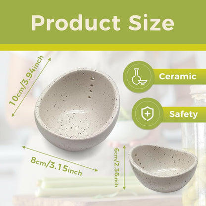 Pottery Ceramic Herb Stripper Bowl with Different Hole Sizes for Separating Leaves and Stems, Green