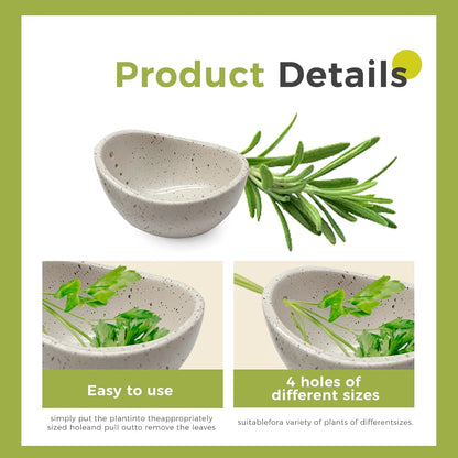 Pottery Ceramic Herb Stripper Bowl with Different Hole Sizes for Separating Leaves and Stems, Green