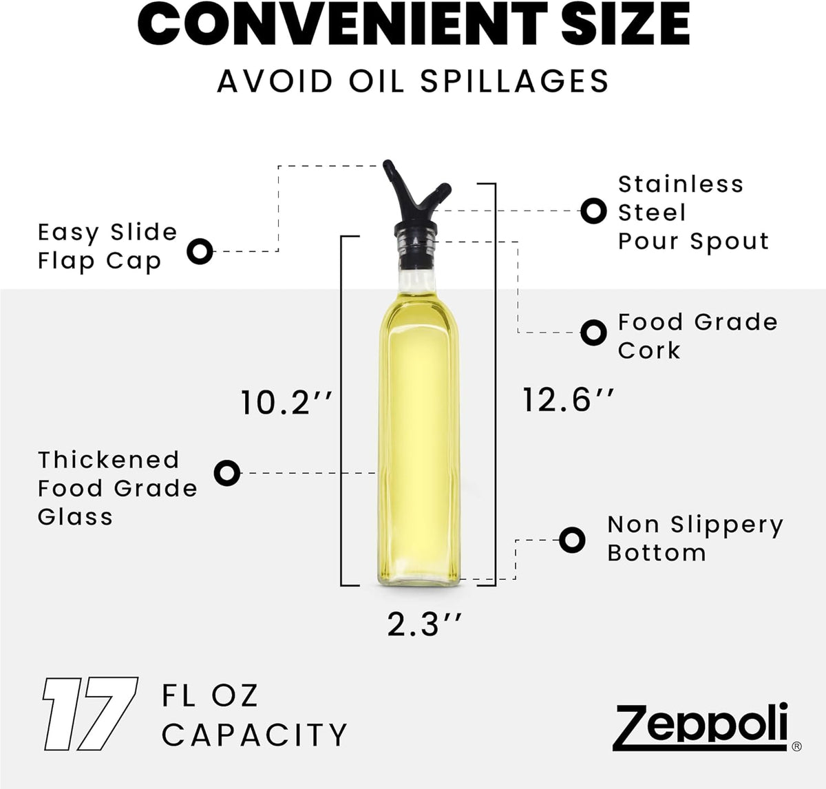 2 Pack 17OZ | EASY POUR & NO SPILLAGE - One collapsible funnel for an easy pour experience and four spout seals provided to avoid any