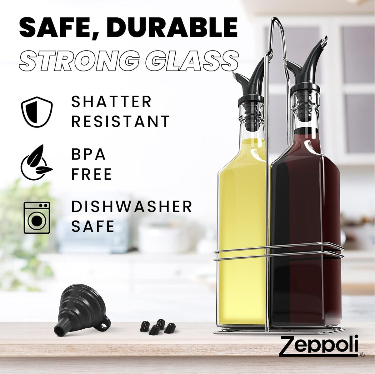 2 Pack 17OZ | EASY POUR & NO SPILLAGE - One collapsible funnel for an easy pour experience and four spout seals provided to avoid any
