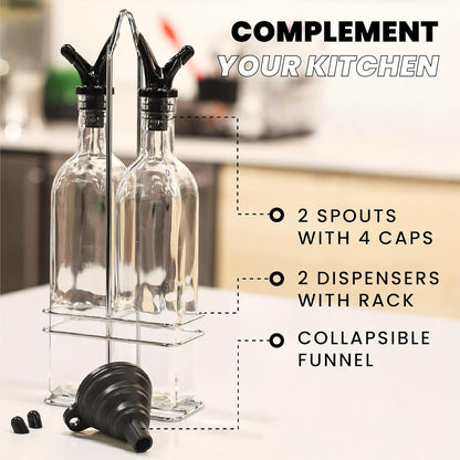 2 Pack 17OZ | EASY POUR & NO SPILLAGE - One collapsible funnel for an easy pour experience and four spout seals provided to avoid any