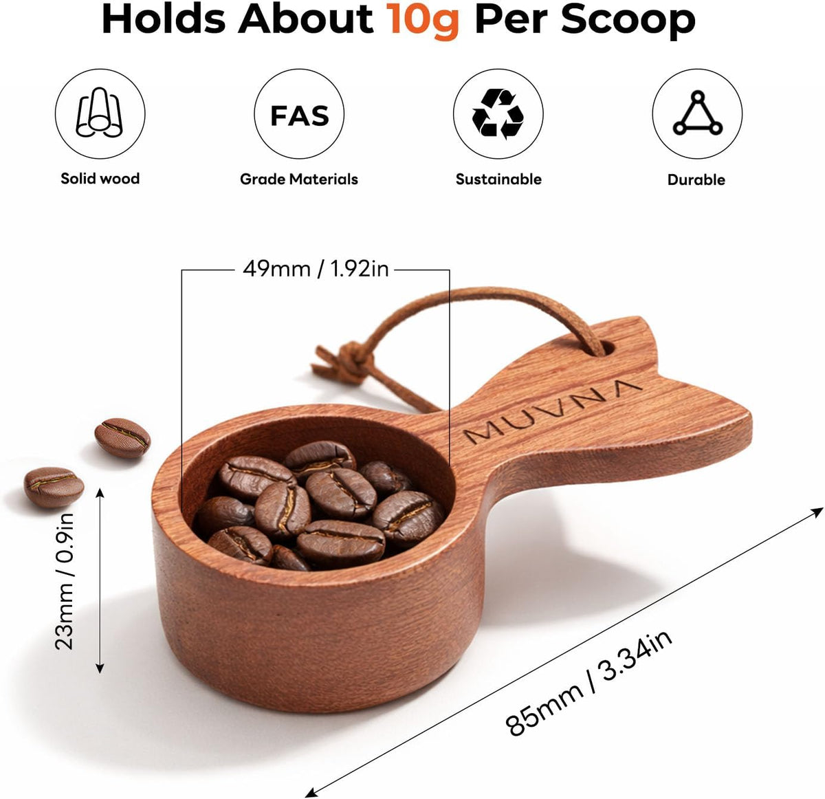 Walnut Coffee Scoop 9g Capacity Nature Wooden Measuring Spoon