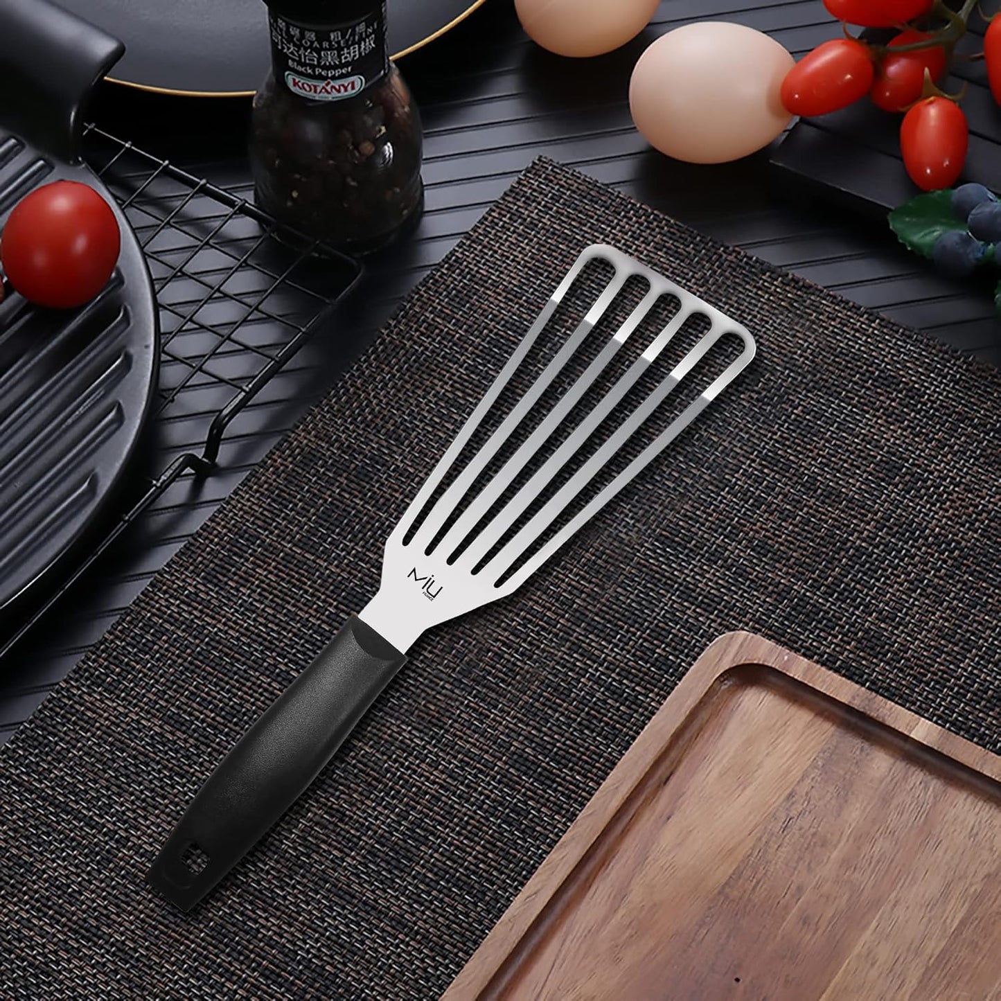 MIU Fish Spatula Stainless Steel, Flexible, Polished Metal, Corrosion Resistant, Kitchen Slotted Turner [Upgraded Version]