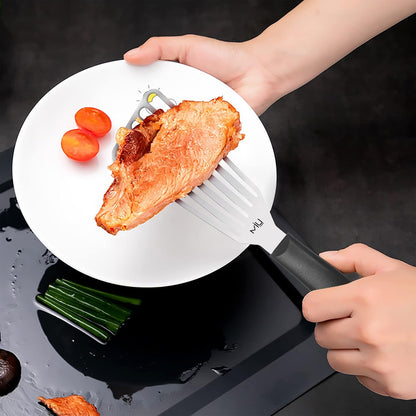 MIU Fish Spatula Stainless Steel, Flexible, Polished Metal, Corrosion Resistant, Kitchen Slotted Turner [Upgraded Version]