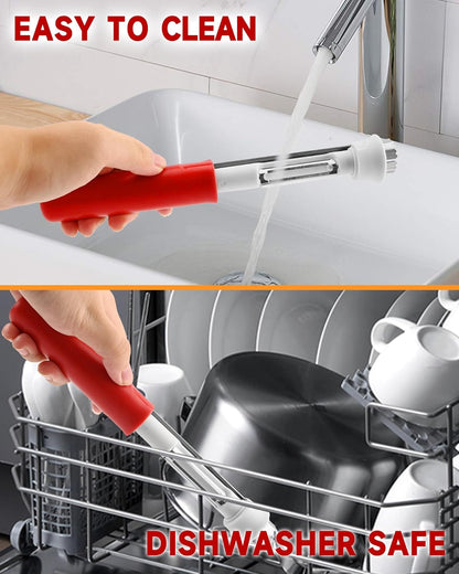 2 in 1 Apple Corer and Peeler Tool, Fruit Vegetable Corer and Peeler Tool Stainless Steel Apple Peeler Apple Corer Remover Tool Multifunction Corer Tool for Vegetable Fruit Kitchen Gadget (Red)