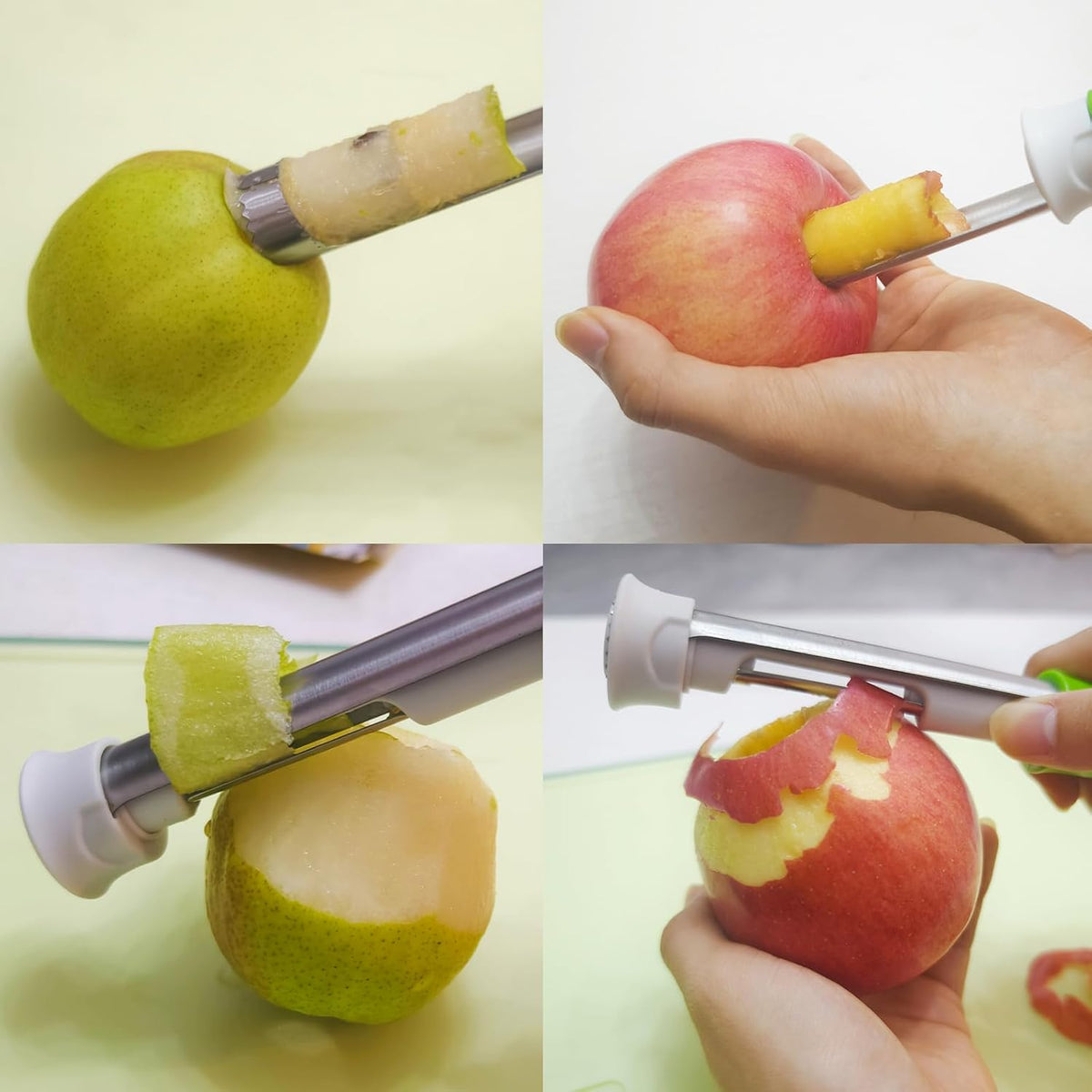 2 in 1 Apple Corer and Peeler Tool, Fruit Vegetable Corer and Peeler Tool Stainless Steel Apple Peeler Apple Corer Remover Tool Multifunction Corer Tool for Vegetable Fruit Kitchen Gadget (Red)