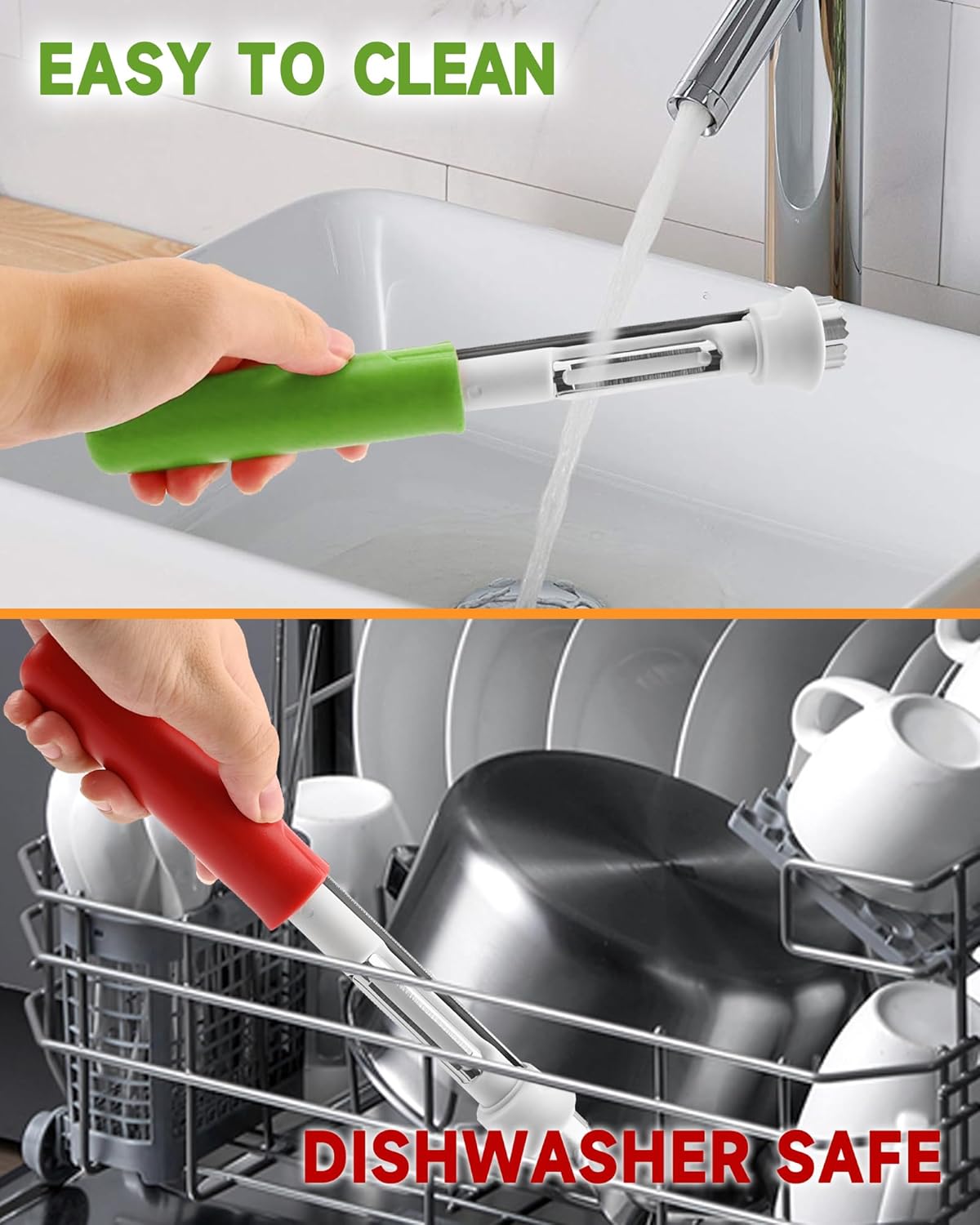 2 in 1 Apple Corer and Peeler Tool, Fruit Vegetable Corer and Peeler Tool Stainless Steel Apple Peeler Apple Corer Remover Tool Multifunction Corer Tool for Vegetable Fruit Kitchen Gadget (Red)