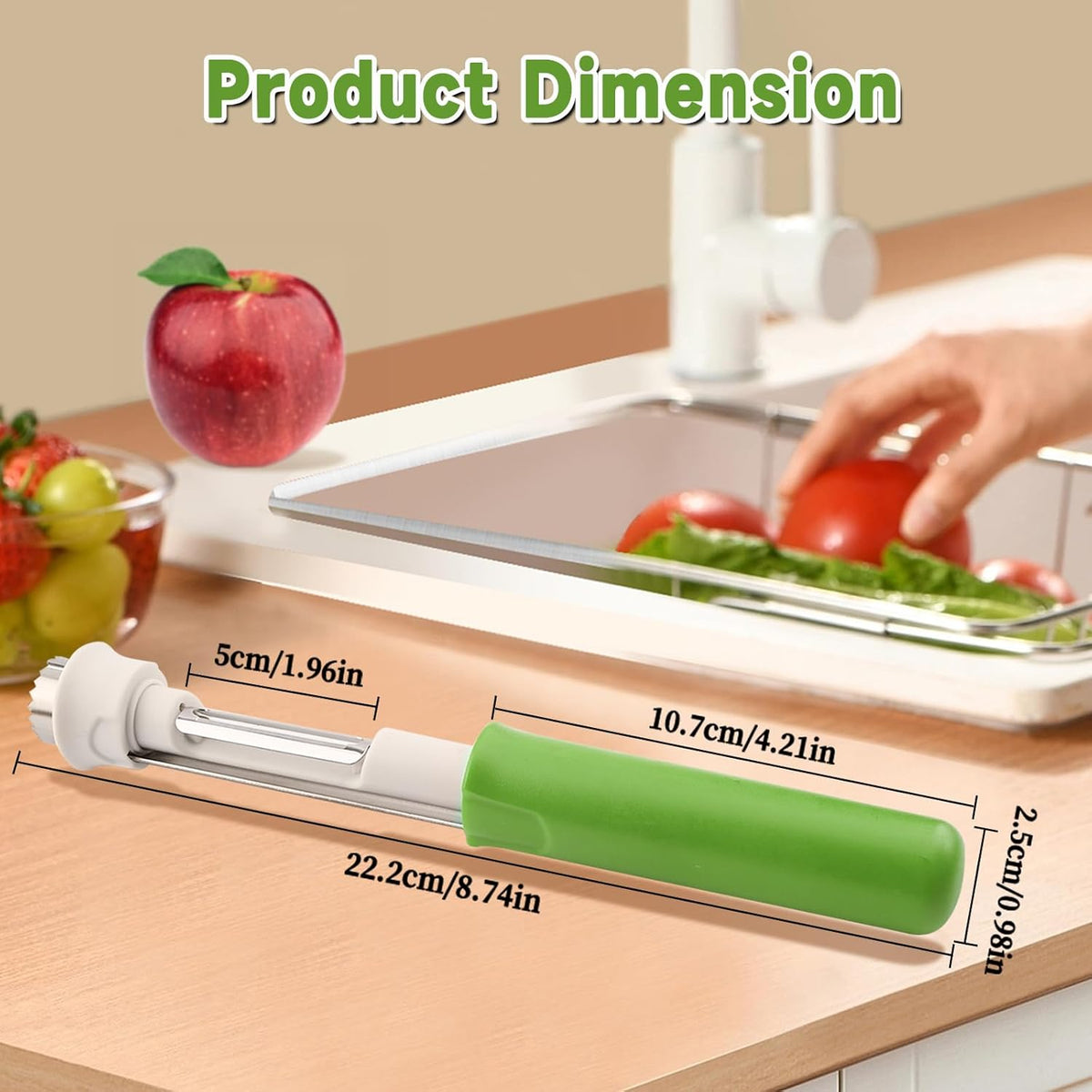 2 in 1 Apple Corer and Peeler Tool, Fruit Vegetable Corer and Peeler Tool Stainless Steel Apple Peeler Apple Corer Remover Tool Multifunction Corer Tool for Vegetable Fruit Kitchen Gadget (Red)