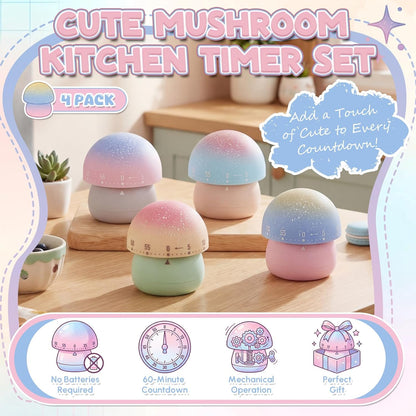 4 Pcs Cute Mechanical Kitchen Timer Farm Animals 60 Minutes