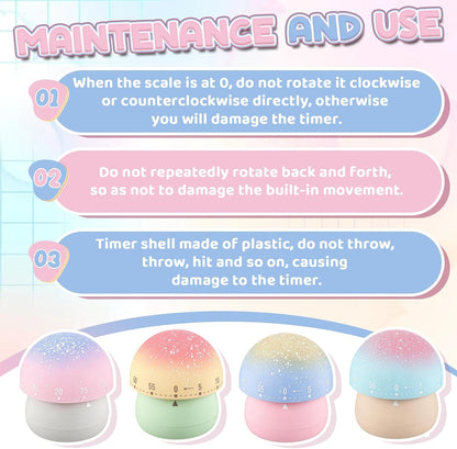 4 Pcs Cute Mechanical Kitchen Timer Farm Animals 60 Minutes