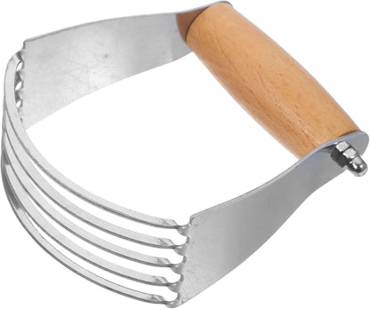 Stainless Steel Dough Mixer Wooden Handle for Baking