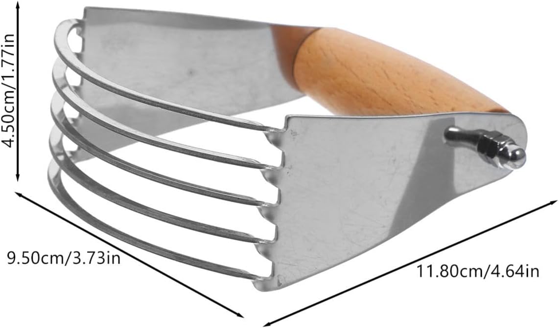 Stainless Steel Dough Mixer Wooden Handle for Baking